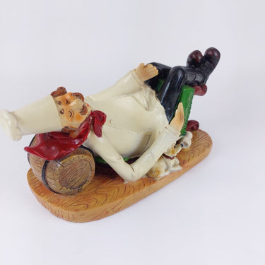 Vintage French Chef Bottle Holder Ceramic Hand Painted -872 grams Acceptable.1