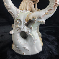 Thumbnail for Antique German Victorian Porcelain Flowerscandle hold Candelabra Lady Gold Gilt18