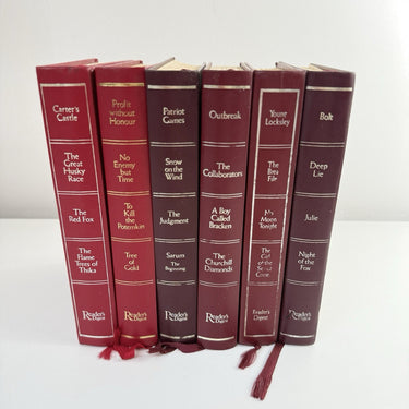Reader’s Digest Condensed Books Set x6 1980s90s Burgundy Gold Hardcover Decor0