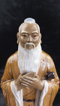 Thumbnail for Chinese Porcelain Figure Confucius Good Glazed 1291g Statue Brown White Rob 30c2