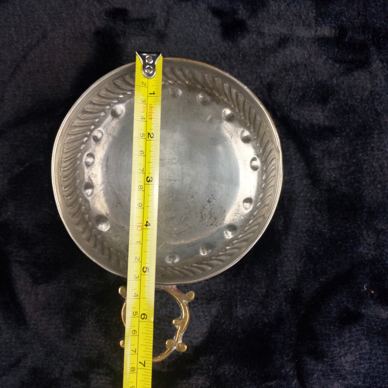 French Brass Wine Tester Good Worn Condition 5" Diameter Vintage Tasting Cup2