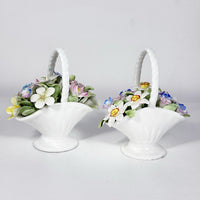 Thumbnail for Royal Doulton St Michael Bone China Flower Baskets Pair England Decor Vtg 0