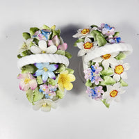Thumbnail for Royal Doulton St Michael Bone China Flower Baskets Pair England Decor Vtg 9