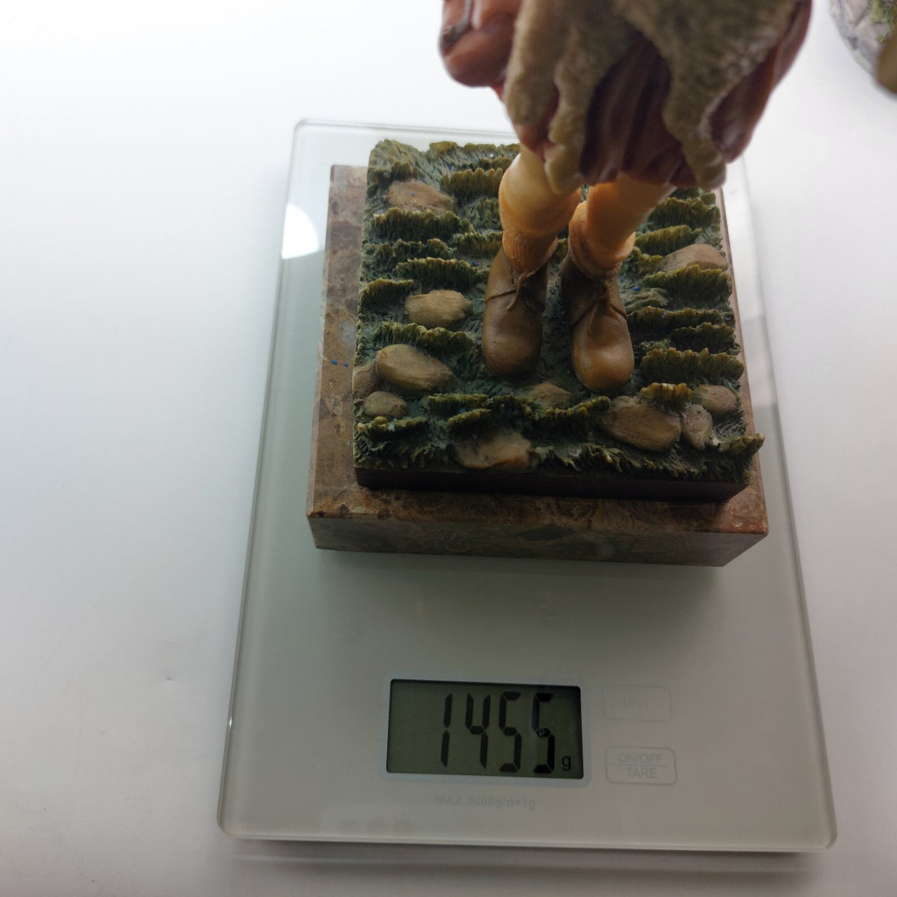 Resin Figurine of Girl Holding Lamb on Marble Base 1455 gr 9.75" decor.13