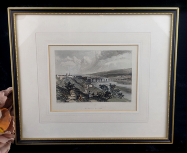 19th Century Steel Engraving by J.D. Harding & W. Finden Berwick Bridge Framed0