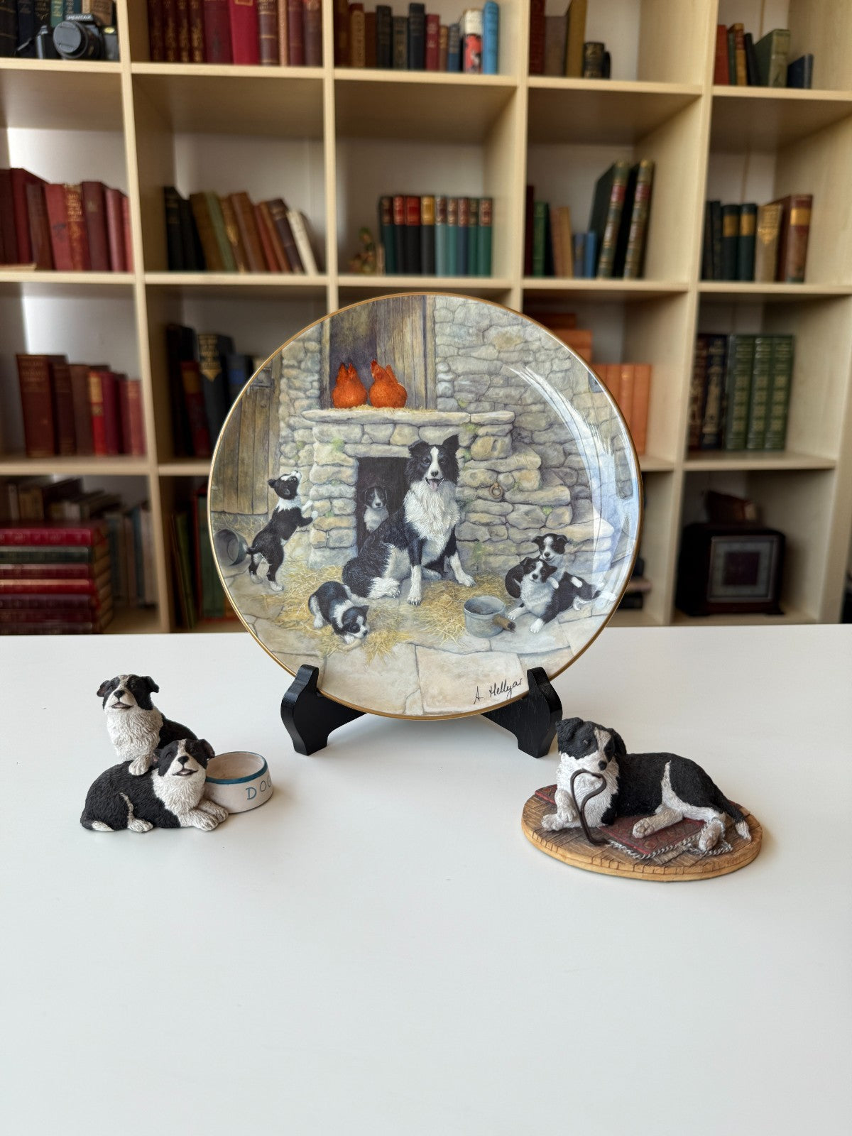Border Arts Fine Collie Collection Jock's Pride Plate & Two Figurines,box Resin.15