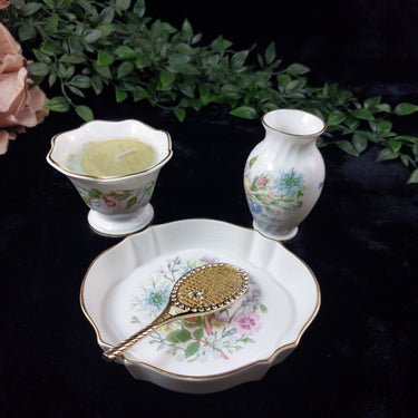 Aynsley gift Set Wild Tudor Fine Bone China – Vase, Trinket Dish & Candle Holder0