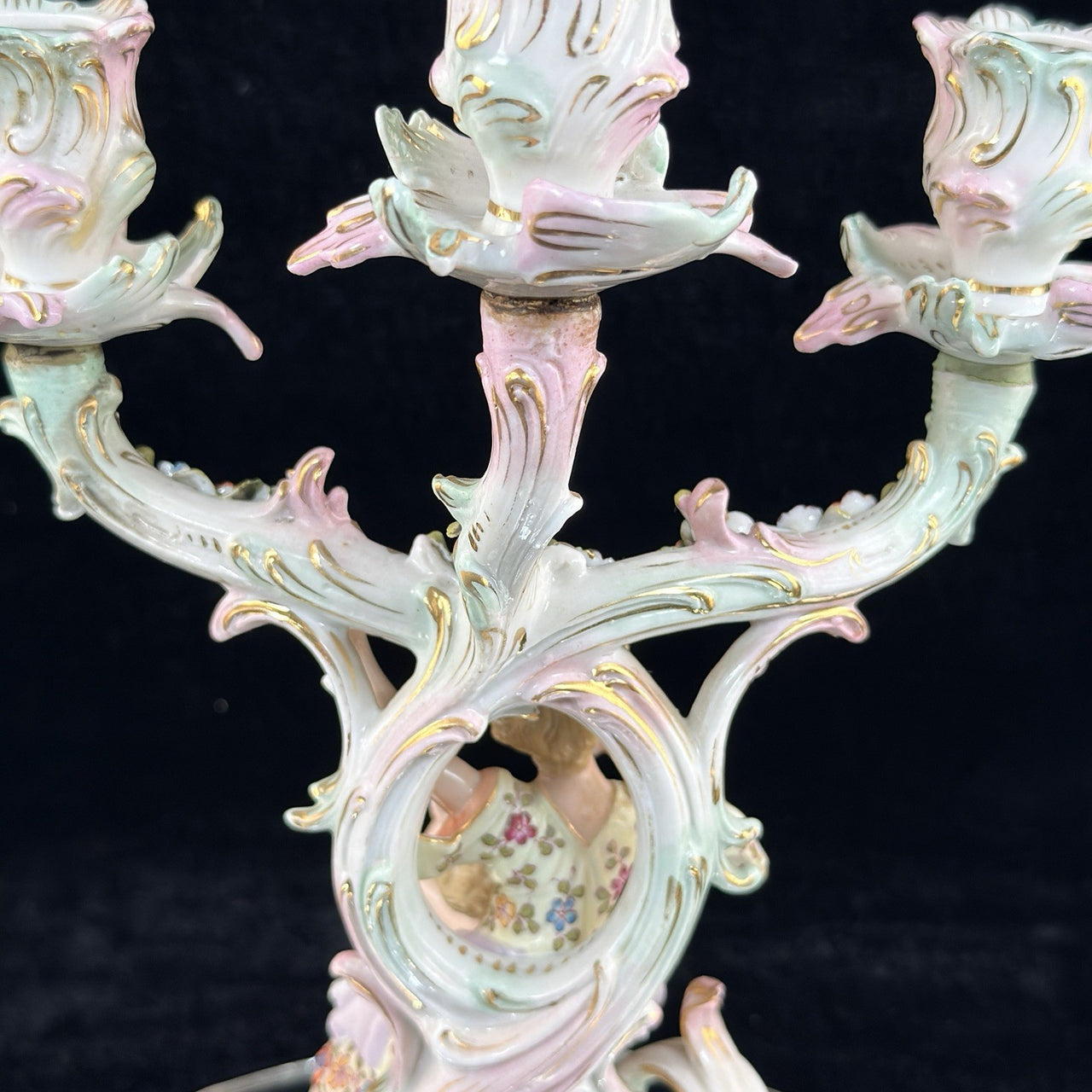 Antique Dresden Meissen Style Sitzendorf Porcelain Candelabra 19th Century Decor18