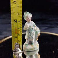 Thumbnail for Antique Porcelain German Figurine Child w/ Boot Vase Green Gold Accents 2.5”1