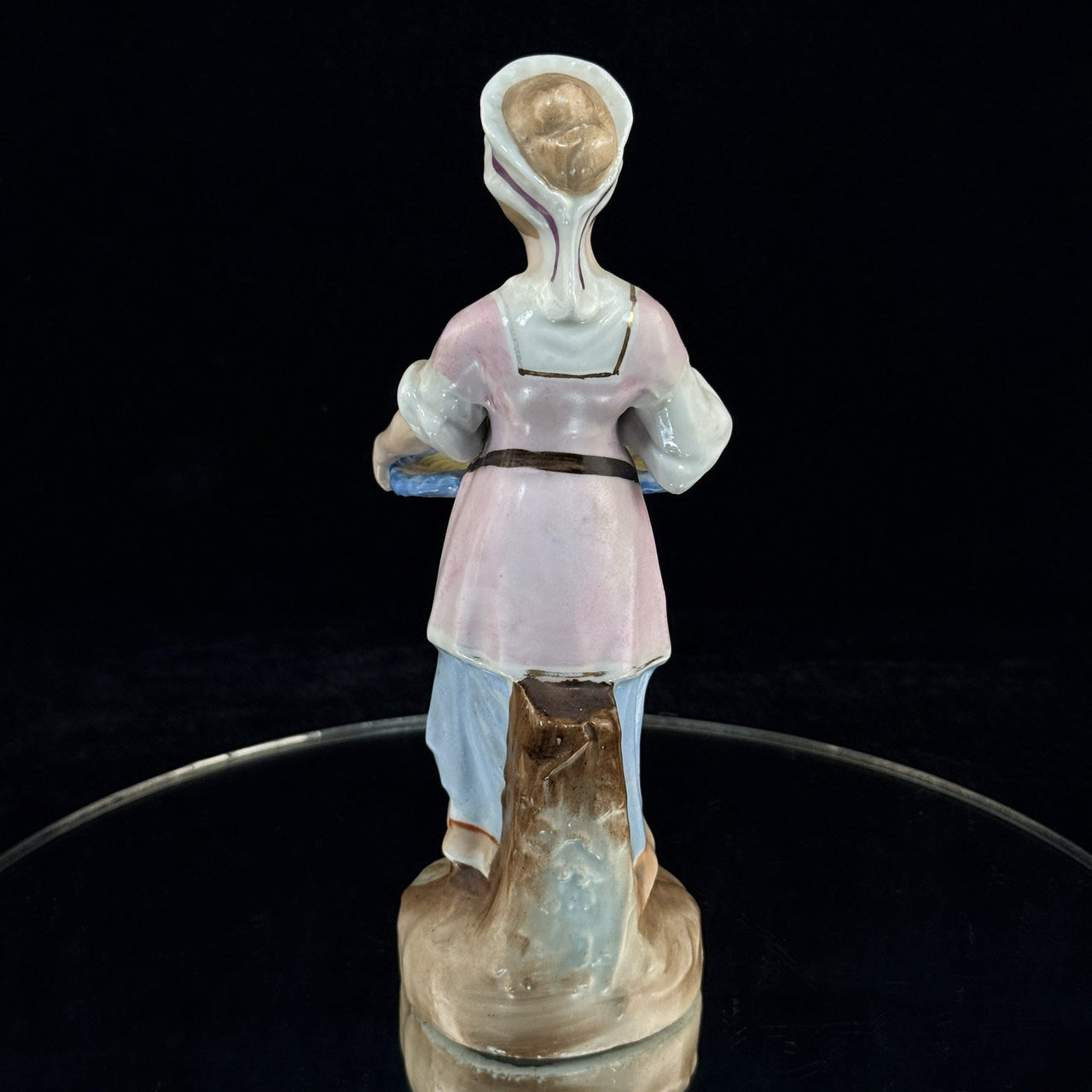 Antique German Porcelain Figurine Lady Serving Tray Victorian Style Decor Figure7