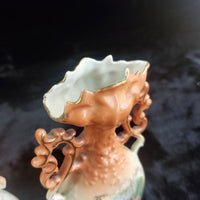 Thumbnail for Victoria Austria Porcelain Vase Pair Handled Romantic Scene Antique Decor. 9in12