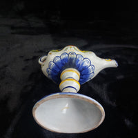 Thumbnail for Italian Antique Majolica Faience Candle Holder Floral Hand Painted Coat of Arms 10