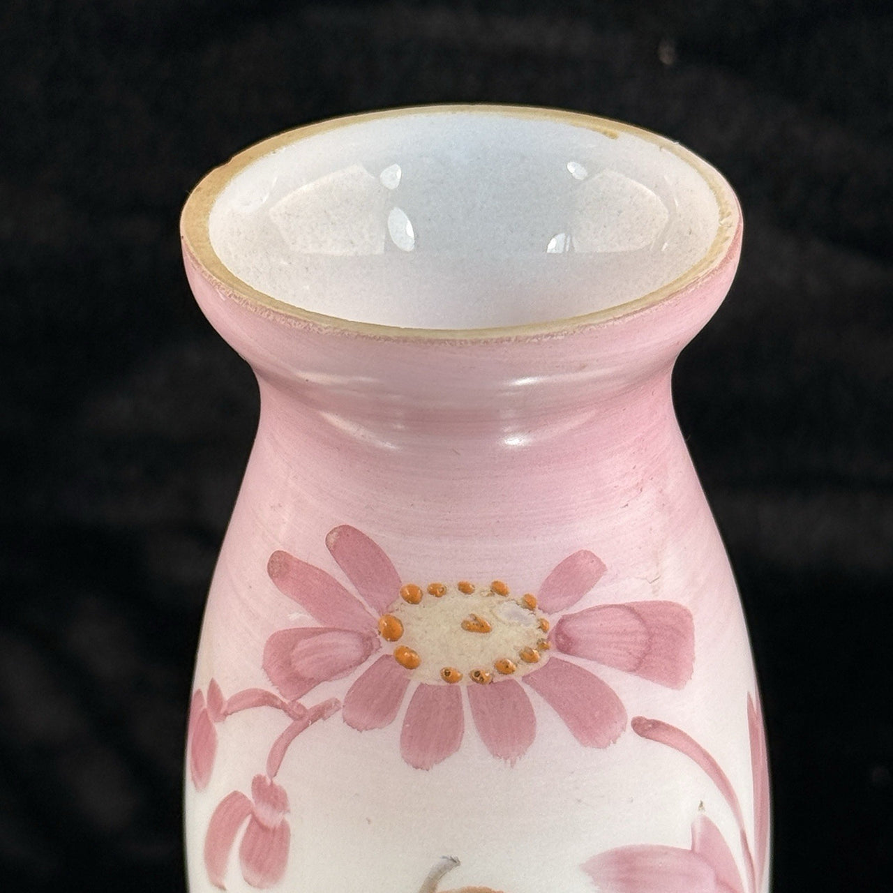 Victorian Pink Milk Glass Vase Portrait Enamel 8” Antique Vase bedroom vtg decor9