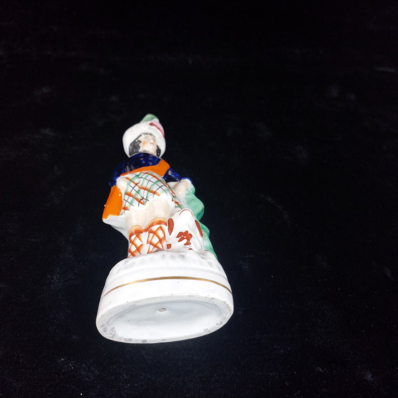 Antique 8" Staffordshire style Highland Boy & Dog Hand Painted repair see pic11