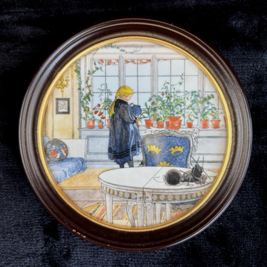 Royal Copenhagen Flowers on the Windowsill framed Porcelain Plate Carl Larsson.0