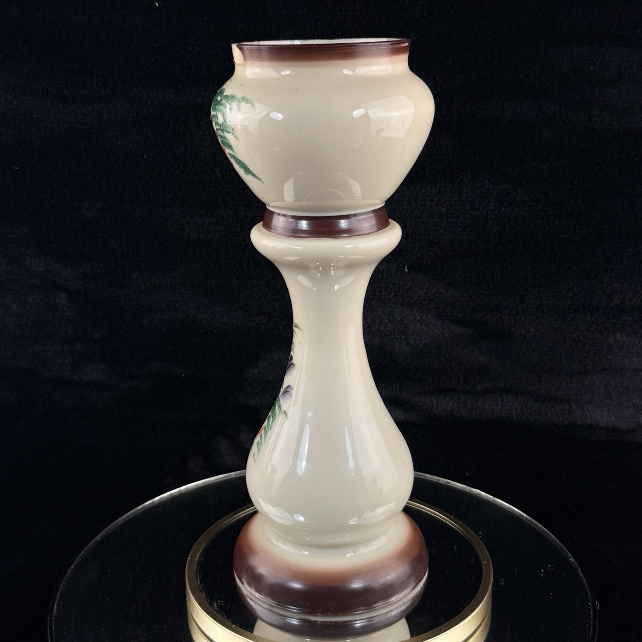 Milk Bohemian Glass Antique Vase 12” Floral Victorian Urn Form decor see pics13
