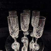 Thumbnail for Vintage Cut Crystal Glassware Set – 6 Champagne Flutes & 2 Candlestick Holders5