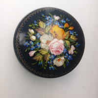 Thumbnail for vtg HandPainted Russian Lacquer Box – Black & Red Interior Floral Design decor5