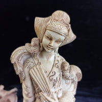 Thumbnail for Asian Woman with Fan and Birds Resin Figurine Ivory Colour Approx 10in Worn4
