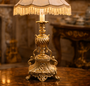 Stunning Rococo Ornate Brass Lamp French Styl Heavy Urn Scroll Base 19