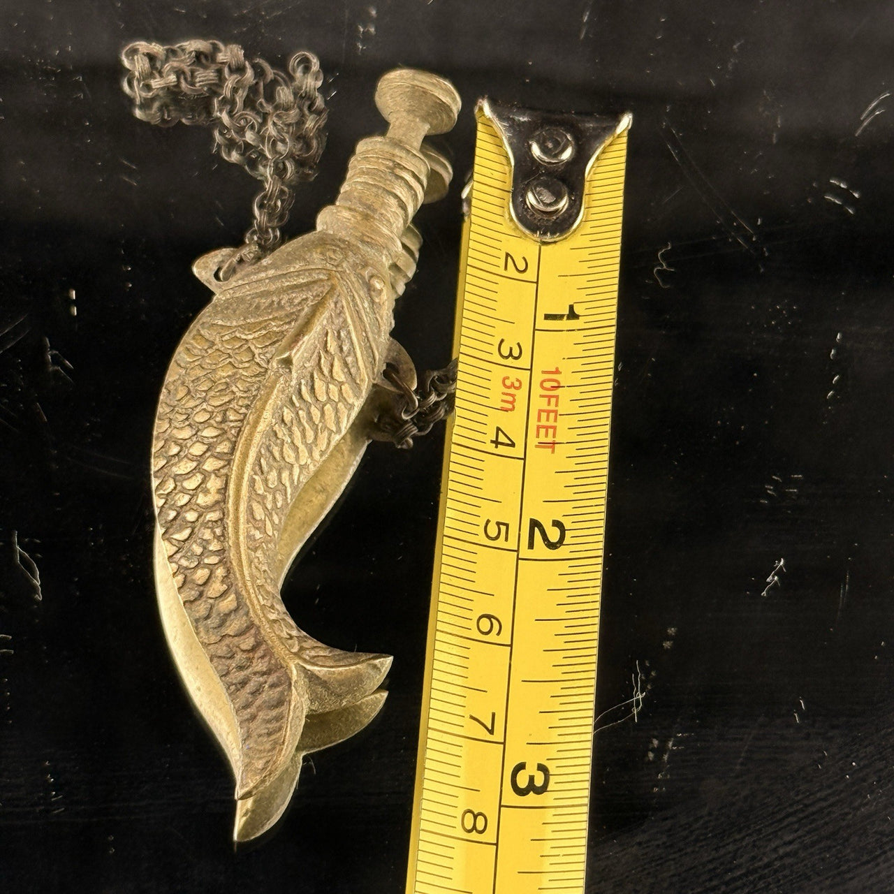 Antique Brass Fish Snuff Box Perfume Bottle with Chain Handcrafted China   8
