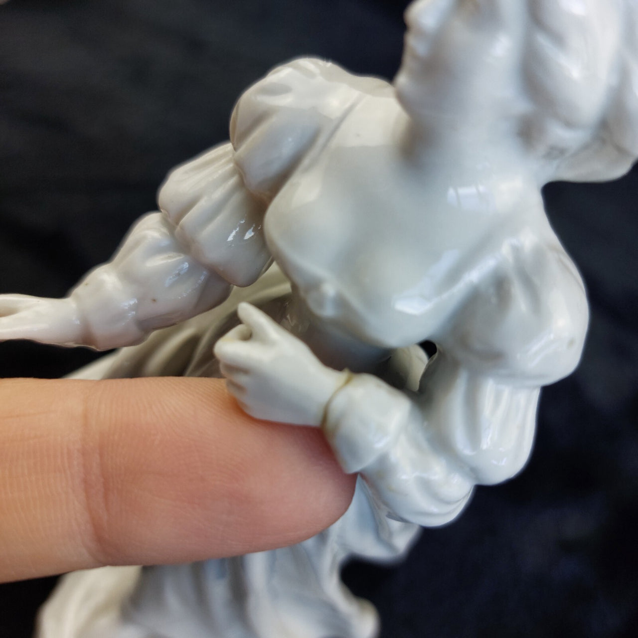 Antique Porcelain Figurines Pair Woman Man Medieval Style 6in Glazed damaged13
