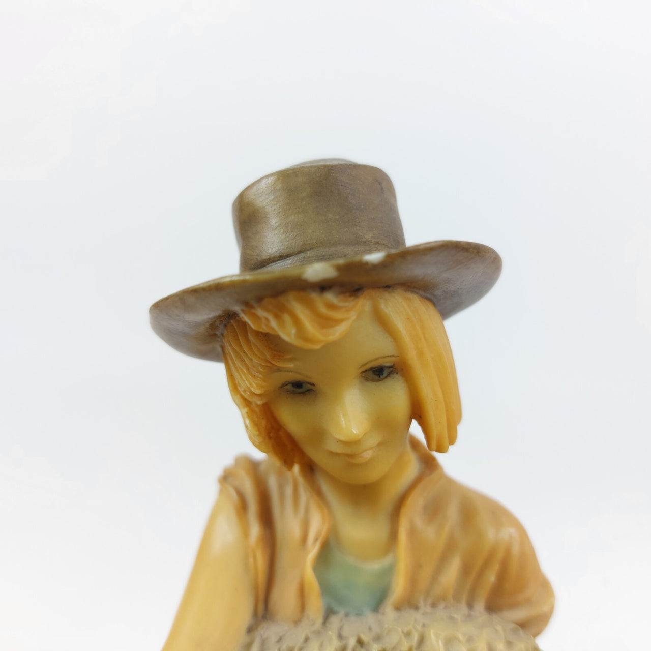 Resin Figurine of Girl Holding Lamb on Marble Base 1455 gr 9.75" decor.9