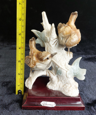 G.Armani Twin Birds Figurine  Italian Capodimonte Porcelain Signed 6.5” gift1