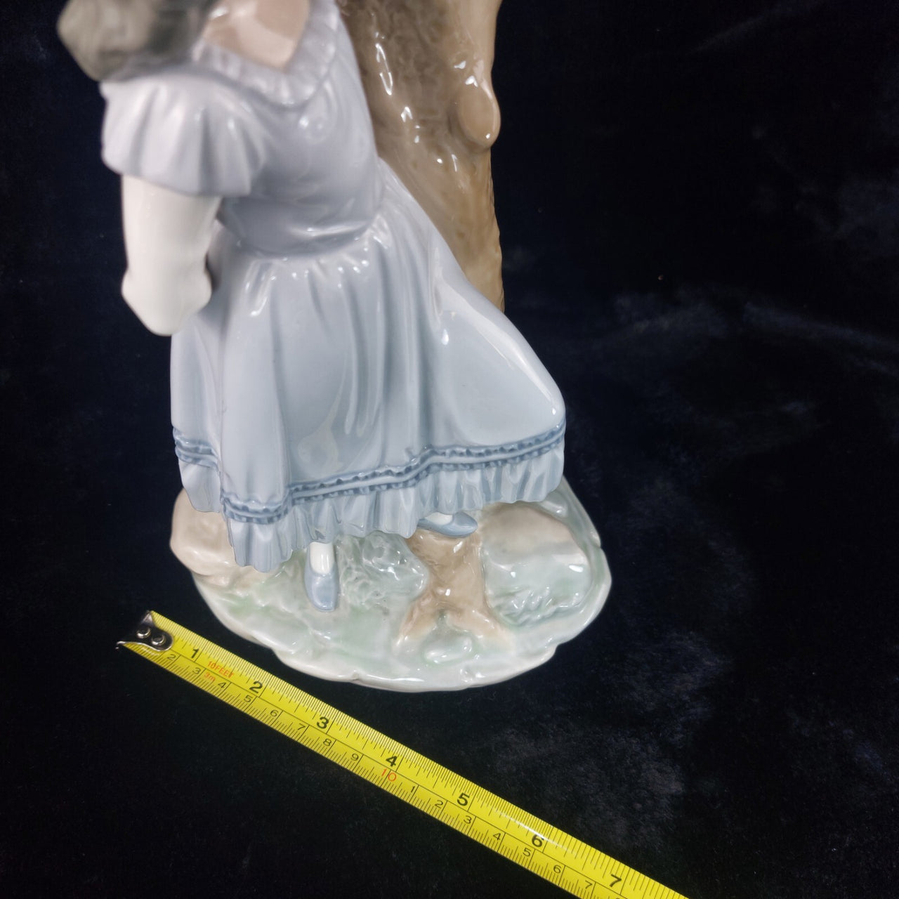 NAO Spain Porcelain Figurine 12" Girl Reaching Nest Bird Tree, broken finger10