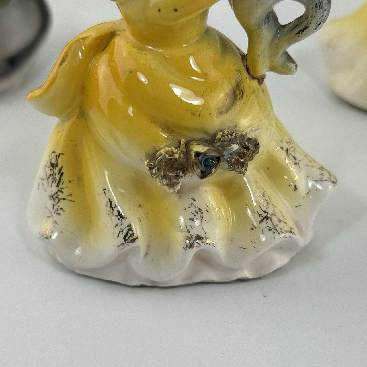 Vintage Korea Figurines Girl with Cat & Mice Set Hand Painted Ceramic 1950s13