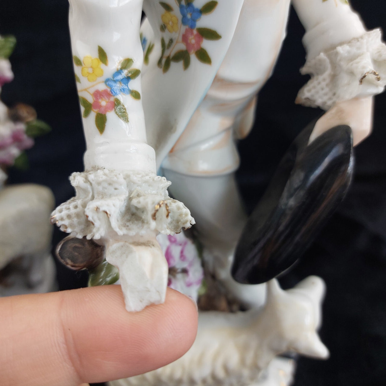 German Porcelain Figurine Pair Shepherdess & Shepherd Sheep 10" gift see pics8