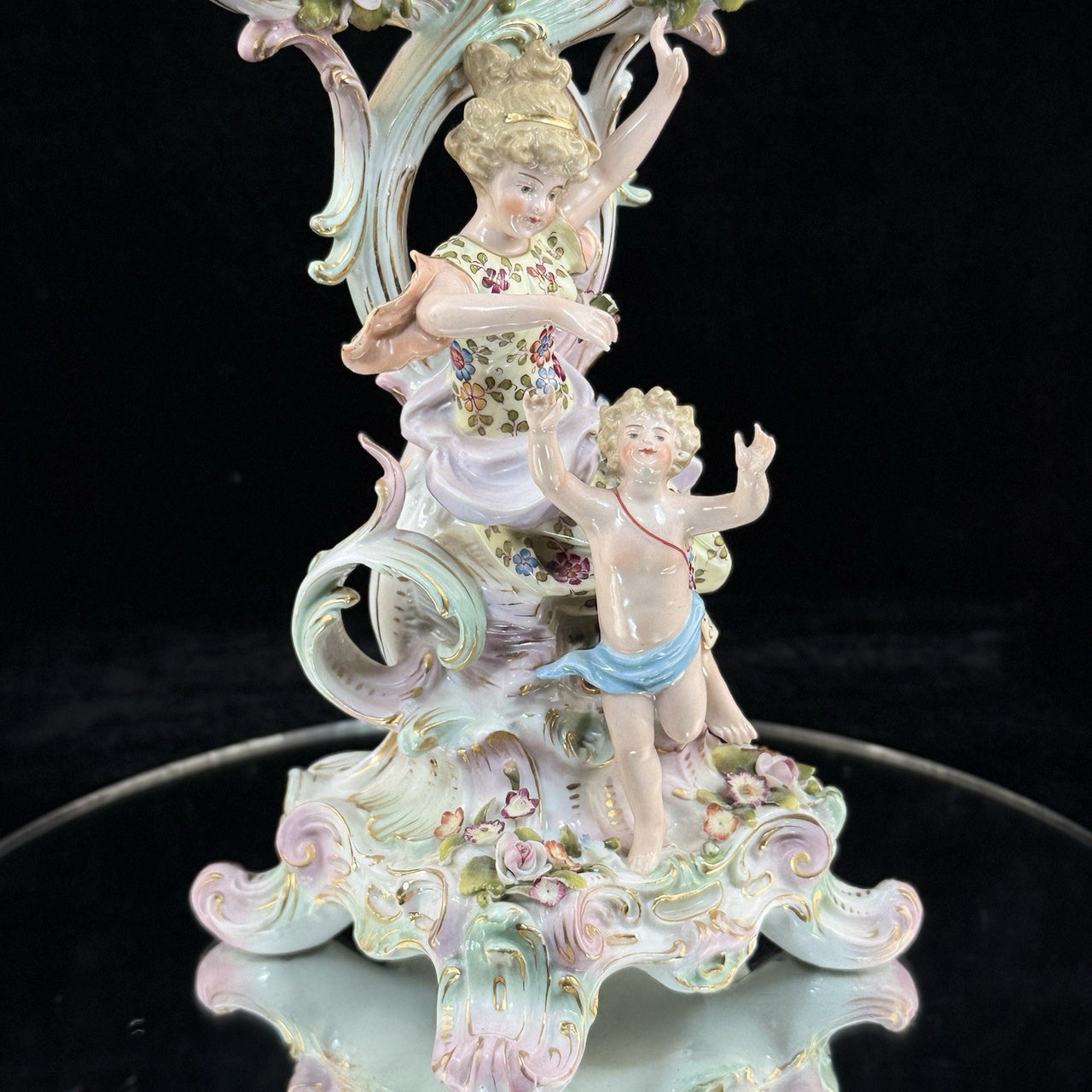 Antique Meissen Dresden Style Sitzendorf Porcelain Candelabra 19th Century Decor7