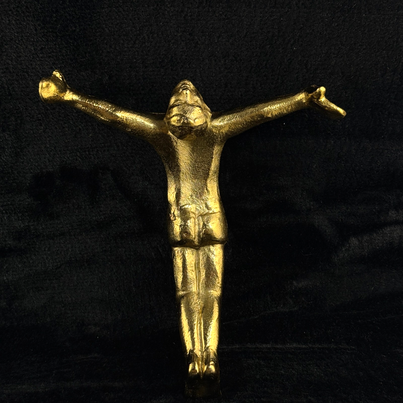 Gold Brass Wall Hanger Man Figure Sculpture Heavy 719g Keyhole Mount 8” Brutalis7