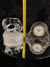 Thumbnail for Waterford Elegant Crystal Clock & Frosted Horse Figurine Desk Decor Set Clear de7