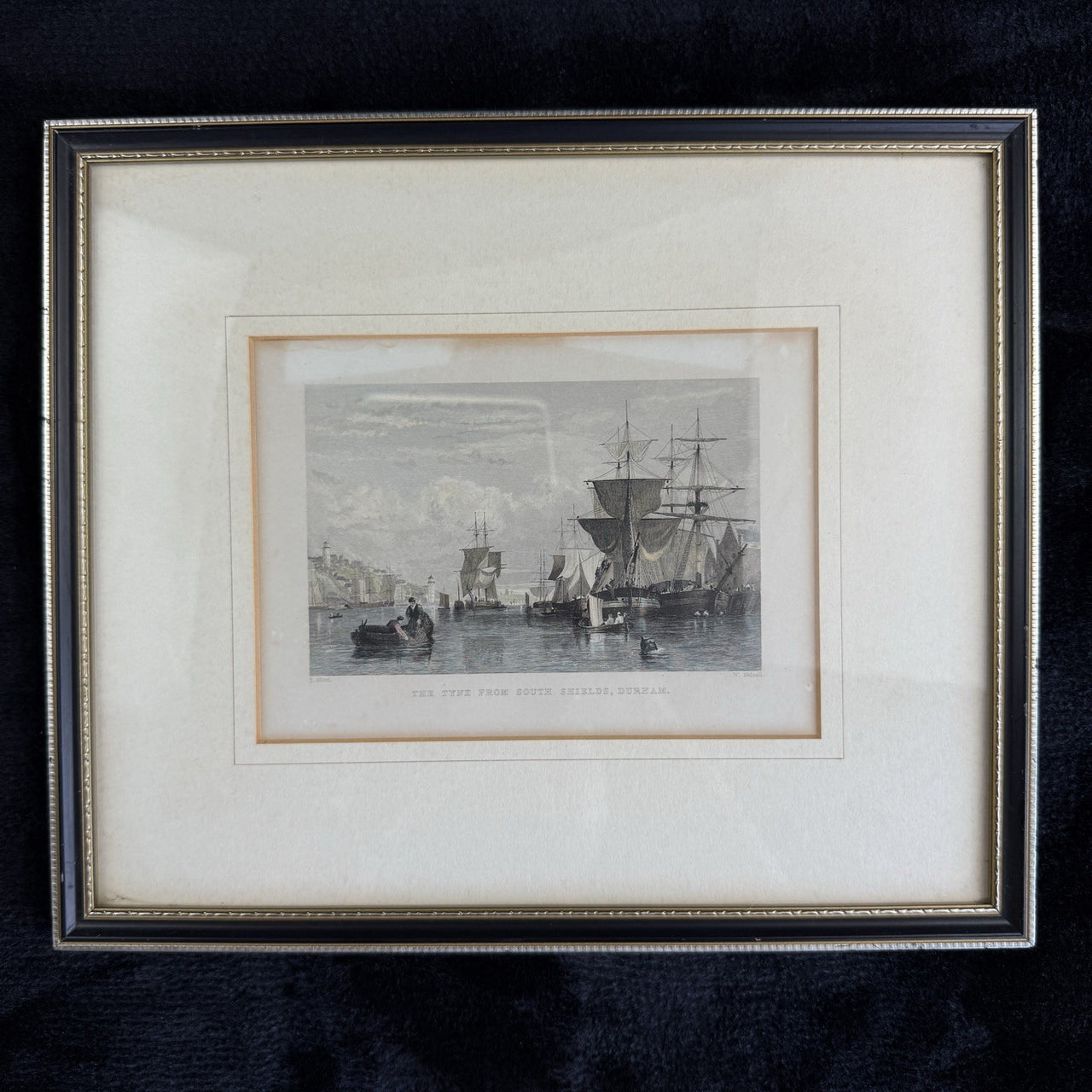 Antique Hand-Colored Engraving The Tyne from South Shields Durham by T. Allom7