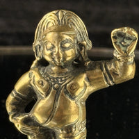 Thumbnail for 1800s Antique Brass Bala Krishna Statue India Hindu Deity Dancing Pose Figure 3”3