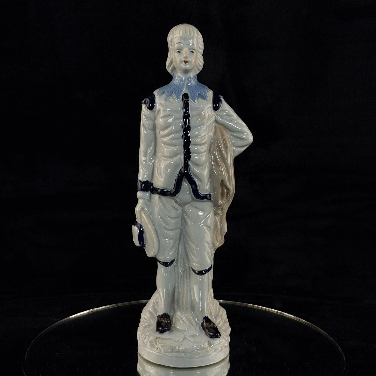 Antique Porcelain Colonial Figurine White Blue Gold Trim 11" Hand Painted gift3