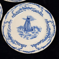 Thumbnail for ANTIQUE Blue&White Delph Transferware Plates x3 1896 Sailboat Windmill Scene Set2