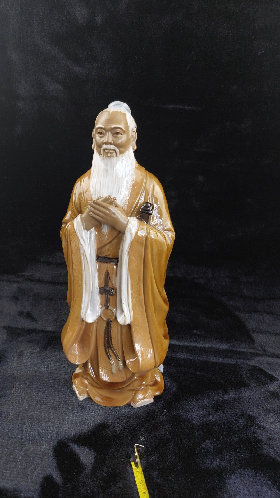 Chinese Porcelain Figure Confucius Good Glazed 1291g Statue Brown White Rob 30c13