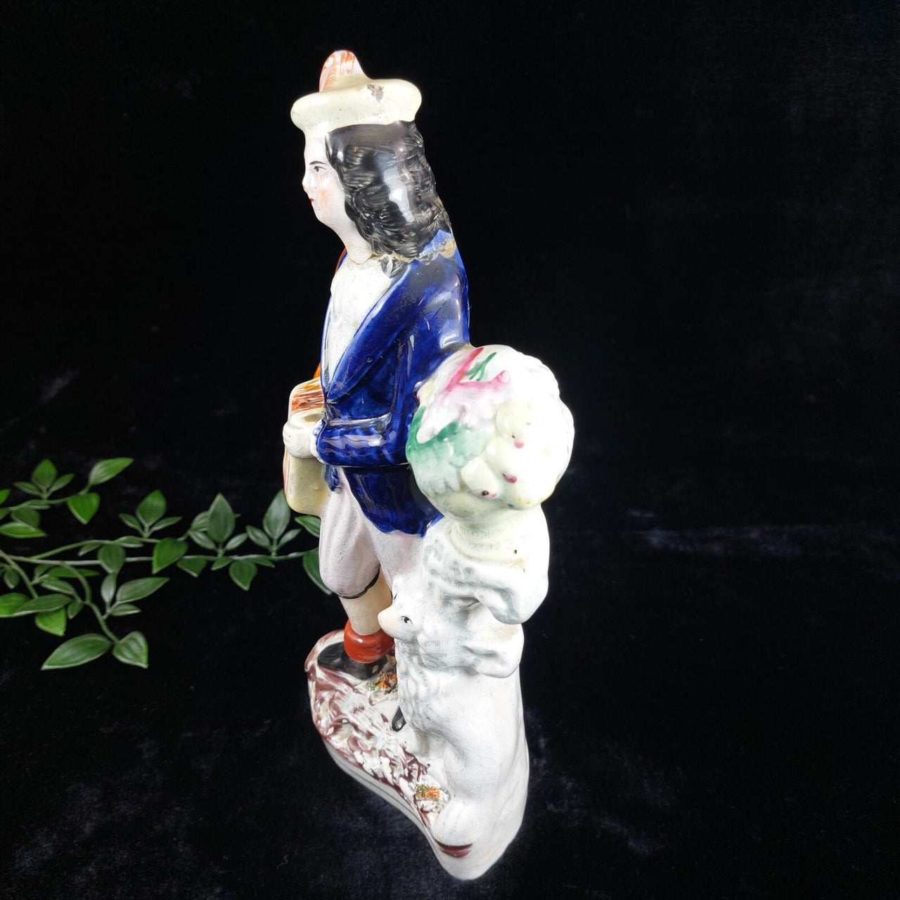 19th Century Royal Antique Staffordshire 11" Porcelain Figurine Man with Dog12