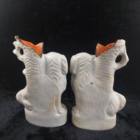 Thumbnail for Rare Antique Dog Staffordshire Pair 13â Mantle porcelain Victorian decor White2