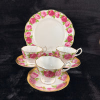 Thumbnail for Royal Albert Pink Rose tea set of 3 &serving plate England stunning 7p tea set 2
