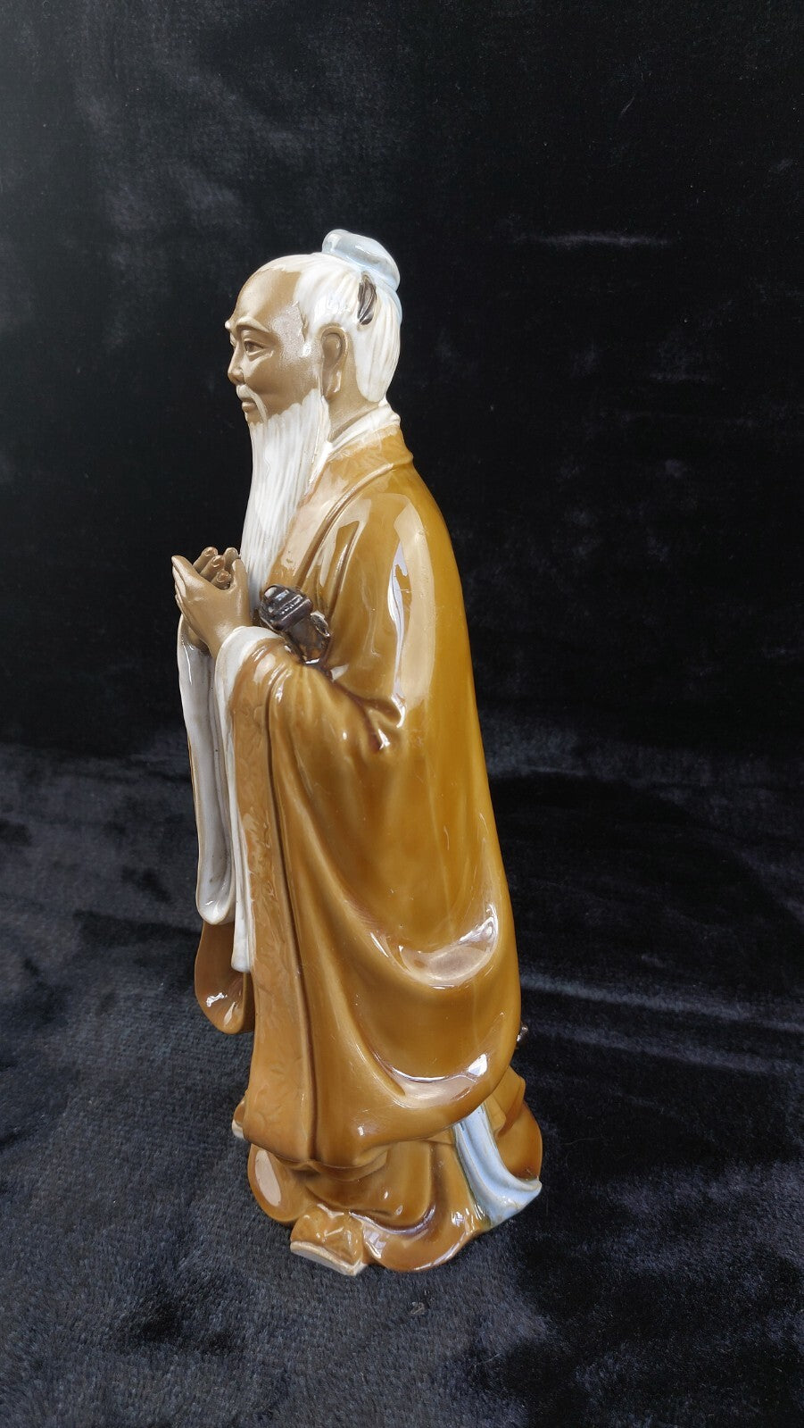 Chinese Porcelain Figure Confucius Good Glazed 1291g Statue Brown White Rob 30c11