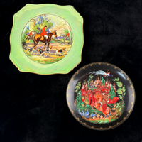 Thumbnail for Royal Grimwades Winton English Hunting Scene Plate & Palekh 1988 Ruslan decor0