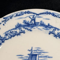 Thumbnail for 1890s plate antique Delph Blue & White Transferware Plates Sailboat Scene x2 UK20