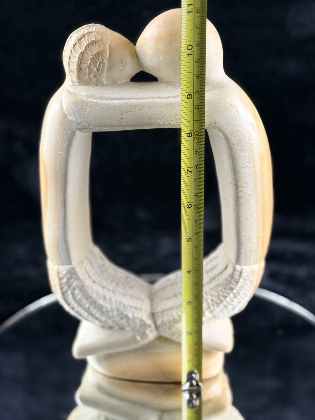 Hand Carved Lovers Sculpture Vintage Stone Statue 11in Figurine Art Bookshelf 3