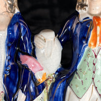 Thumbnail for 19th Century antique Staffordshire Pottery Large Figure Couple Flatback repaired8