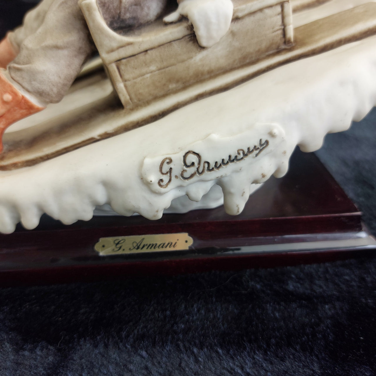 Giuseppe Armani 1992 Florence Children on Sled Figurine Scene Winter Sculp 9".4