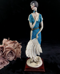 Thumbnail for Florence Giuseppe Armani lady Figurine 1987 Art Deco in Blue 34cm Italy decor.1