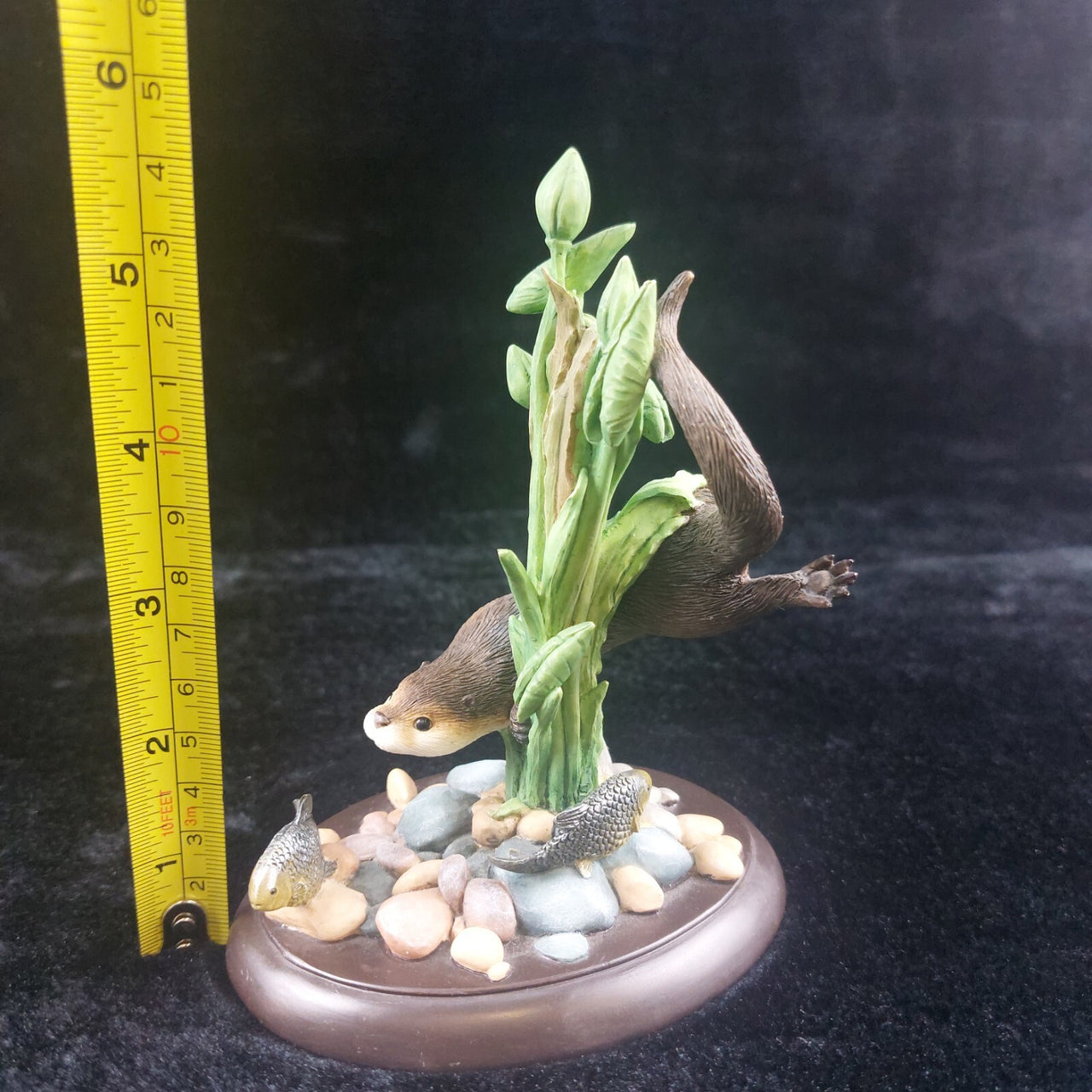 Rare Border Fine Arts Studio –A7683 200 Enesc Figurine "Swimming Otter & Fish"  4